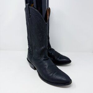 Nocona Boots Black Leather Western Boots Men's Size 8.5 EUC Pull On Made in USA